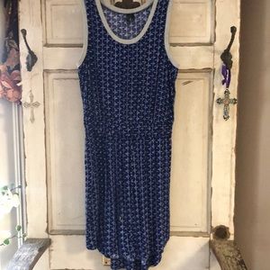 New Direction Sleeveless Blue Star Dress adjustable drawstring waist 100% Rayon